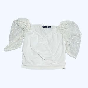 Boohoo Puff White Sleeve Crop Top
